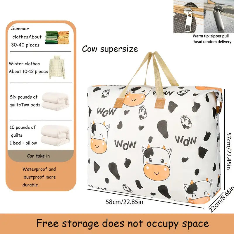 (READYSTOCK) Large Capacity Non Woven  Clothes Storage Bag Handle Wear Resistant Exquisite Pattern Waterproof 衣物收纳袋