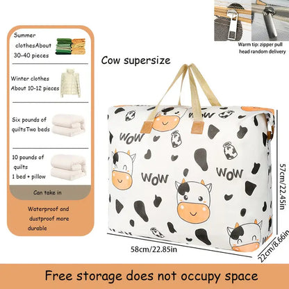 (READYSTOCK) Large Capacity Non Woven  Clothes Storage Bag Handle Wear Resistant Exquisite Pattern Waterproof 衣物收纳袋