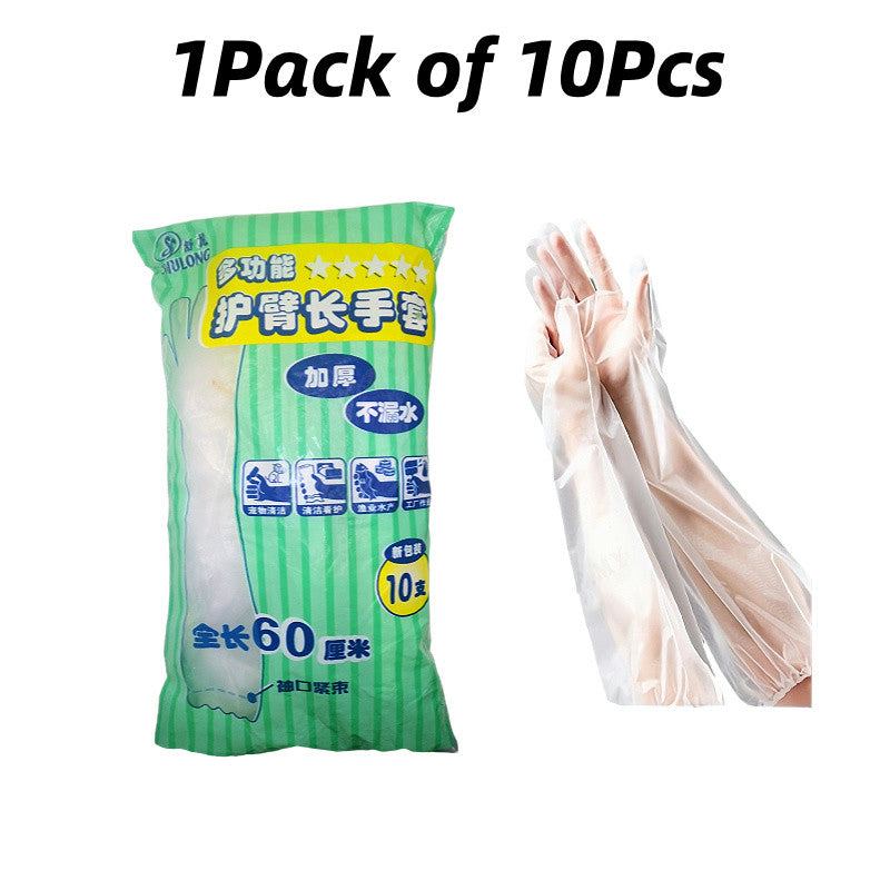 (READYSTOCK) 【New】 60cm Food-Grade Plastic Gloves | Elbow-Length | Waterproof & Durable |  食品级塑料手套 | 长款至手肘
