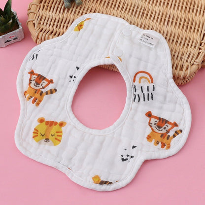 READY STOCK!!! Baby Kids Towel Baby Cotton Toddler 8 Layer Saliva Towel Ins Fesyen Baby Bib With Button Bibik WW0848i