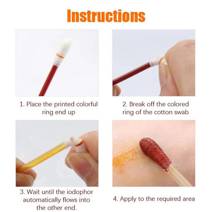(READYSTOCK) Disposable Double Portable Cotton Swabs Emergency Iodophor Alcohol Wipe Swab Sticks 伏酒精消毒棉