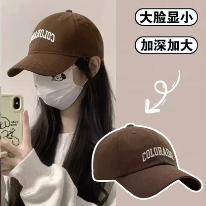 【READY STOCK】Women’s Casual Baseball Cap Letter Embroidery Face-Slimming Wide Brim Stylish & Versatile-Caps 1050