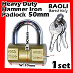 Baoli Lock Heavy Duty Hammer Iron Padlock Lock Baoli Baresi Italy Security Pad Lock Mangga Pintu VIRO 重型锤铁挂锁 排锁 锁头