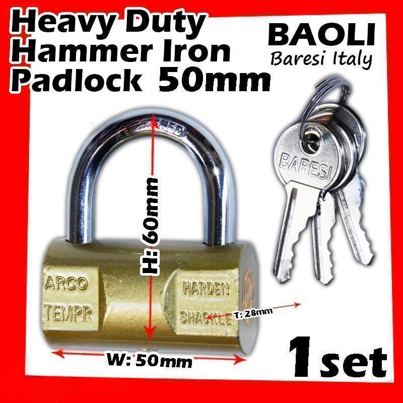 Baoli Lock Heavy Duty Hammer Iron Padlock Lock Baoli Baresi Italy Security Pad Lock Mangga Pintu VIRO 重型锤铁挂锁 排锁 锁头