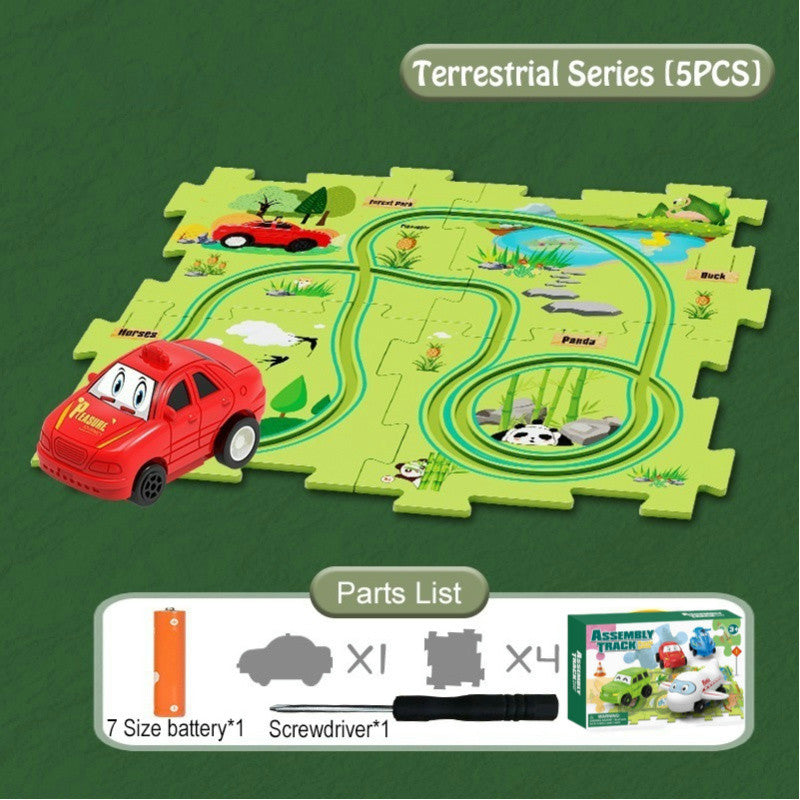 (READYSTOCK) Puzzle Track Car Playset Fun Race Car Toys Montessori Toys kids educational Track Car 汽车轨道玩具益智轨道车