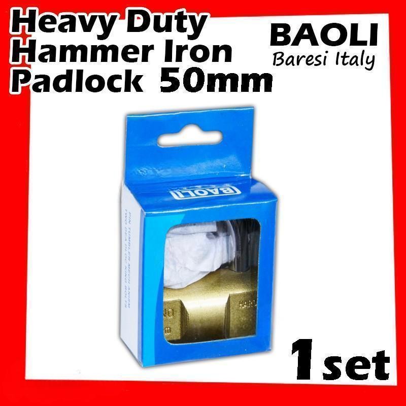 Baoli Lock Heavy Duty Hammer Iron Padlock Lock Baoli Baresi Italy Security Pad Lock Mangga Pintu VIRO 重型锤铁挂锁 排锁 锁头