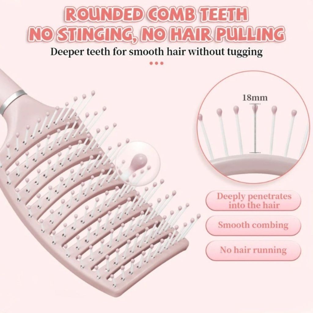 Comb Curved Vent Fluffy Hair Curly Hair Massage Ribs Comb Styling 马卡龙大弯蓬松梳子 头皮按摩梳卷发造型梳弧形十排骨梳子