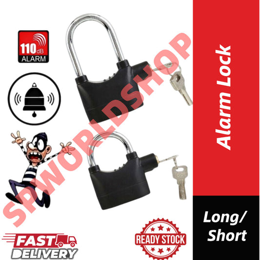 Alarm Lock Security Lock Anti-Theft Siren Alarm Padlock Door / Motorcycle / Bike Bicycle / Car Kunci Berbunyi #防盗警报锁1701