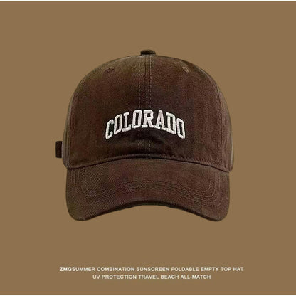 【READY STOCK】Women’s Casual Baseball Cap Letter Embroidery Face-Slimming Wide Brim Stylish & Versatile-Caps 1050