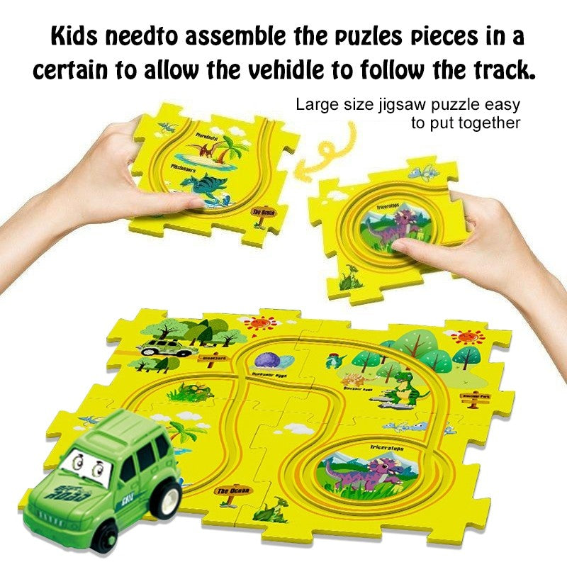 (READYSTOCK) Puzzle Track Car Playset Fun Race Car Toys Montessori Toys kids educational Track Car 汽车轨道玩具益智轨道车