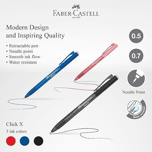 【10-PCS】Faber Castell Click X5 Ball Pen 0.5mm X 10-PCS #Faber-Castell #Click #X5 #0.5mm #1425