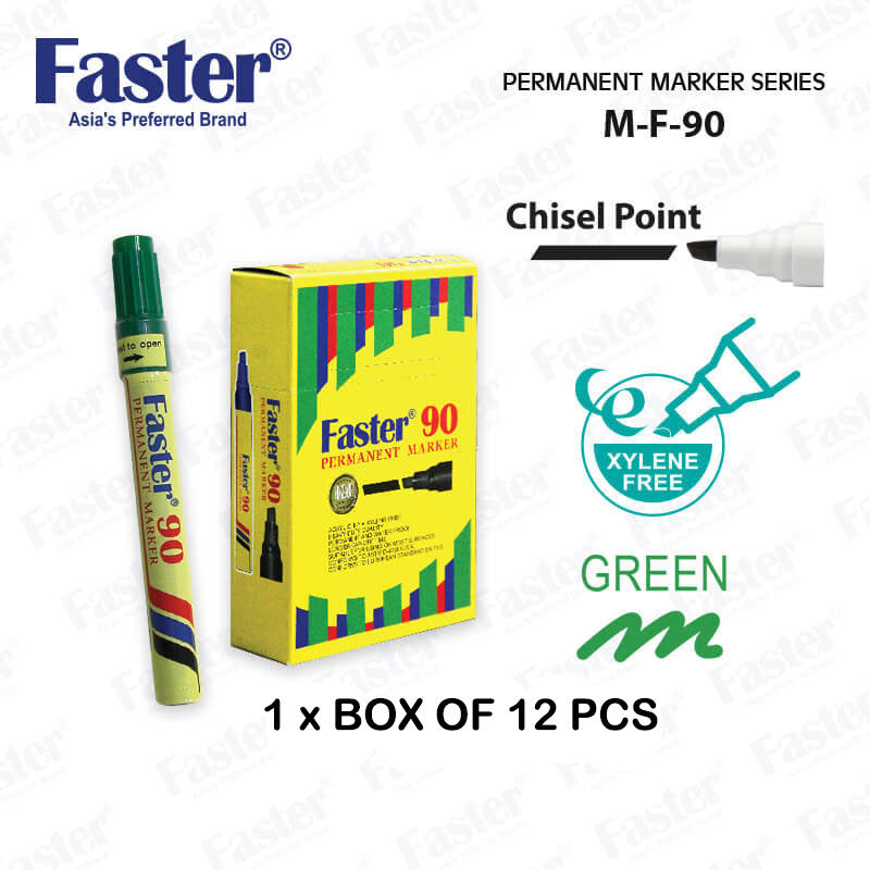 【12-PCS】Faster 90 Permanent Marker Pen Xylene Free #Faster #Permanent #Marker Pen #M-F-90 #Blue #Red #Black