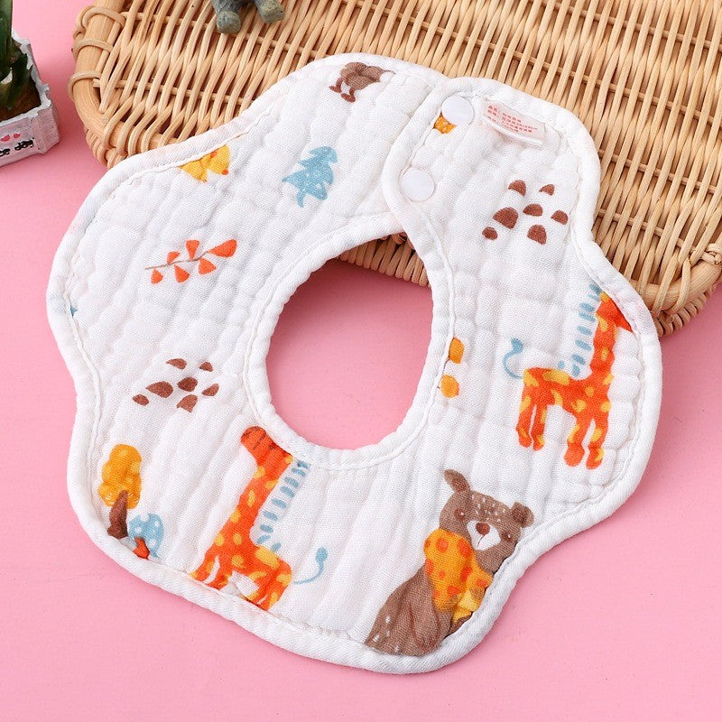 READY STOCK!!! Baby Kids Towel Baby Cotton Toddler 8 Layer Saliva Towel Ins Fesyen Baby Bib With Button Bibik WW0848i