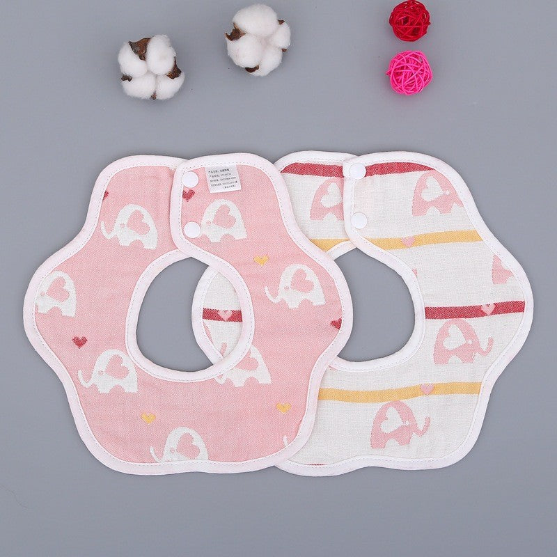 READY STOCK!!! Baby Kids Towel Baby Cotton Toddler 8 Layer Saliva Towel Ins Fesyen Baby Bib With Button Bibik WW0848i