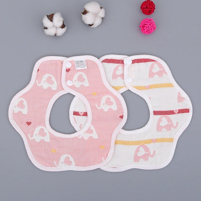 READY STOCK!!! Baby Kids Towel Baby Cotton Toddler 8 Layer Saliva Towel Ins Fesyen Baby Bib With Button Bibik WW0848i