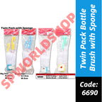 Twin Pack Feeding Bottle Brush with Sponge 6690