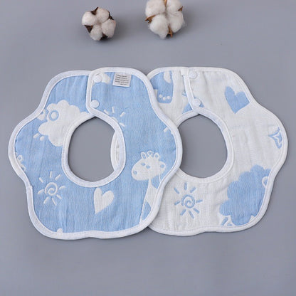 READY STOCK!!! Baby Kids Towel Baby Cotton Toddler 8 Layer Saliva Towel Ins Fesyen Baby Bib With Button Bibik WW0848i