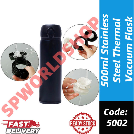 Stainless Steel Thermal Vacuum Flask Water Container Insulated Cup【500ml】 304 Stainless Steel Thermos Flask -5002