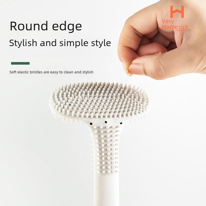 (READYSTOCK) Silicone toilet brush golf brush head double-sided no dead angle soft hair bathroom  toilet brush 硅胶马桶刷