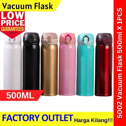 Stainless Steel Thermal Vacuum Flask Water Container Insulated Cup【500ml】 304 Stainless Steel Thermos Flask -5002