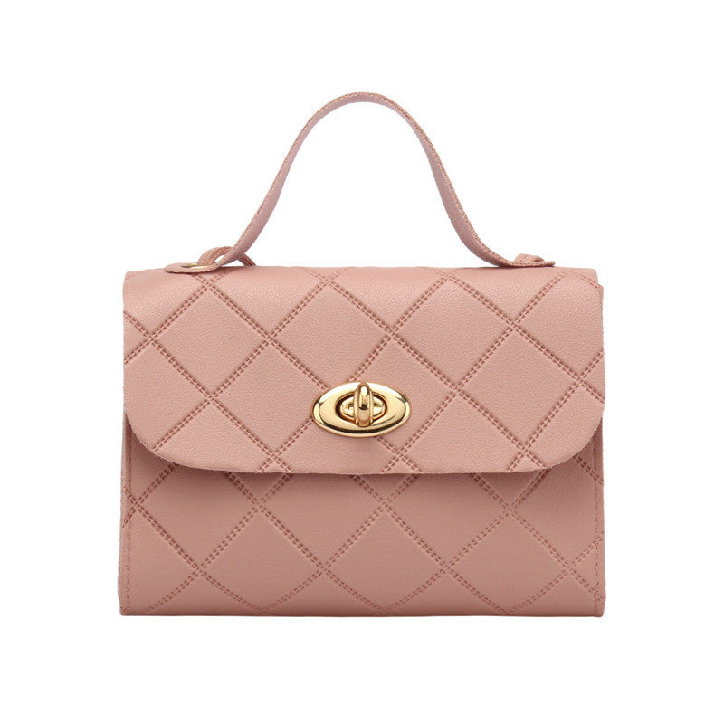 New Ladies Classic Diamond Small Square Bag Korean Version Solid Color Handbag Portable Mini Diagonal Bag-B1060