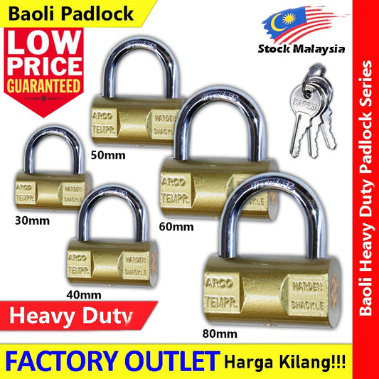 Baoli Lock Heavy Duty Hammer Iron Padlock Lock Baoli Baresi Italy Security Pad Lock Mangga Pintu VIRO 重型锤铁挂锁 排锁 锁头