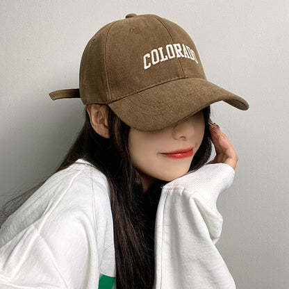 【READY STOCK】Women’s Casual Baseball Cap Letter Embroidery Face-Slimming Wide Brim Stylish & Versatile-Caps 1050