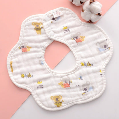 READY STOCK!!! Baby Kids Towel Baby Cotton Toddler 8 Layer Saliva Towel Ins Fesyen Baby Bib With Button Bibik WW0848i