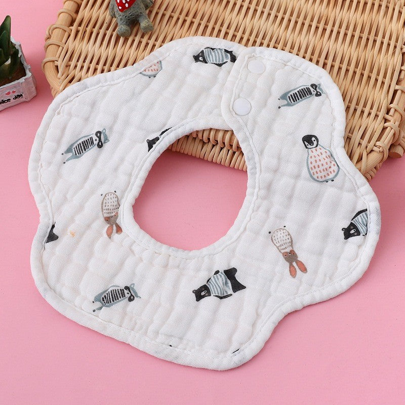 READY STOCK!!! Baby Kids Towel Baby Cotton Toddler 8 Layer Saliva Towel Ins Fesyen Baby Bib With Button Bibik WW0848i