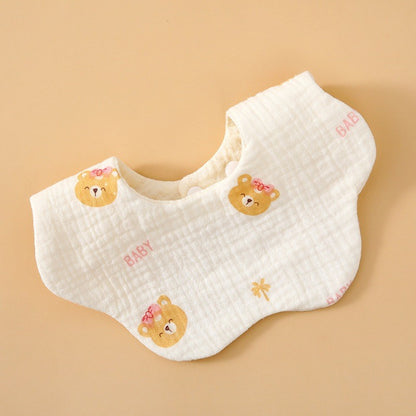 READY STOCK!!! Baby Kids Towel Baby Cotton Toddler 8 Layer Saliva Towel Ins Fesyen Baby Bib With Button Bibik WW0848i