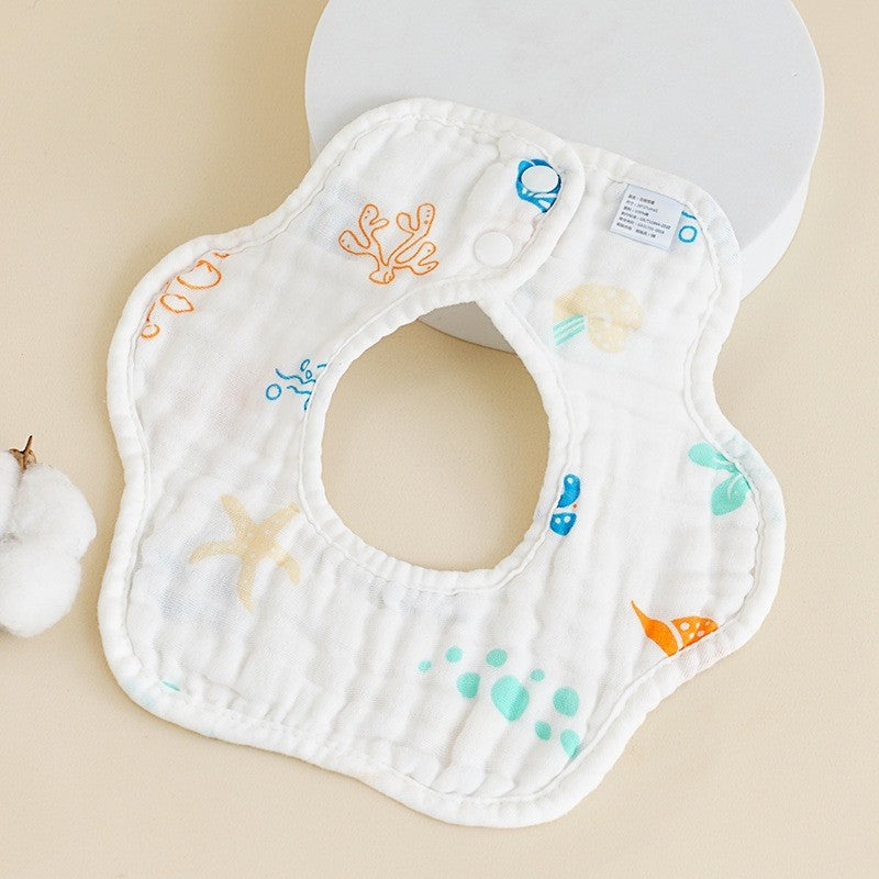 READY STOCK!!! Baby Kids Towel Baby Cotton Toddler 8 Layer Saliva Towel Ins Fesyen Baby Bib With Button Bibik WW0848i