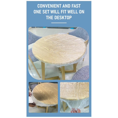 READY STOCK!!! 1PCS Disposable Table Cover Elastic Mouth Plastic Film Table Cover  Waterproof Oilproof Table 一次性桌布