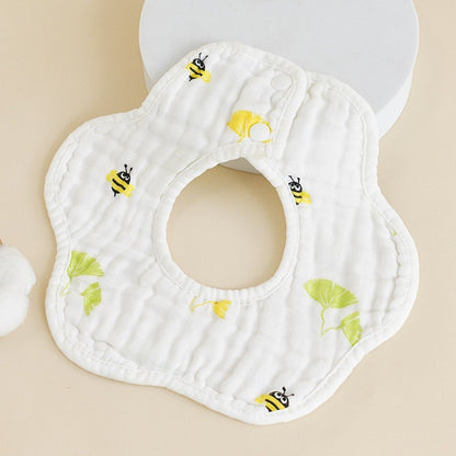 READY STOCK!!! Baby Kids Towel Baby Cotton Toddler 8 Layer Saliva Towel Ins Fesyen Baby Bib With Button Bibik WW0848i