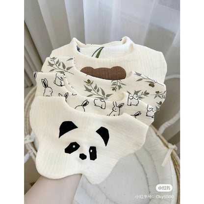 READY STOCK!!! Baby Kids Towel Baby Cotton Toddler 8 Layer Saliva Towel Ins Fesyen Baby Bib With Button Bibik WW0848i