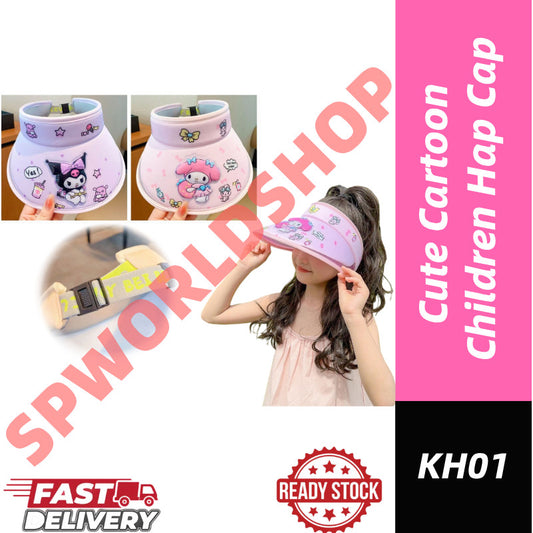 【READY STOCK】Kuromi & Melody Cartoon Visor Sun Hat for Kids | UV Protection Summer Cap for Girls |   - KH01 儿童遮阳帽