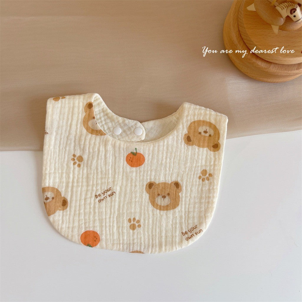 READY STOCK!!! Baby Kids Towel Baby Cotton Toddler 8 Layer Saliva Towel Ins Fesyen Baby Bib With Button Bibik WW0848i