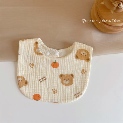 READY STOCK!!! Baby Kids Towel Baby Cotton Toddler 8 Layer Saliva Towel Ins Fesyen Baby Bib With Button Bibik WW0848i