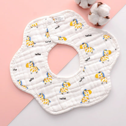 READY STOCK!!! Baby Kids Towel Baby Cotton Toddler 8 Layer Saliva Towel Ins Fesyen Baby Bib With Button Bibik WW0848i