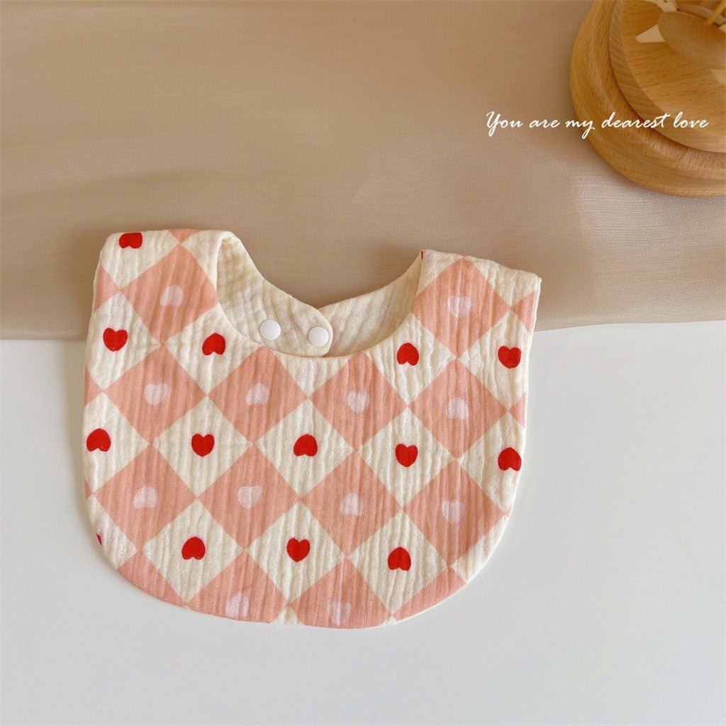 READY STOCK!!! Baby Kids Towel Baby Cotton Toddler 8 Layer Saliva Towel Ins Fesyen Baby Bib With Button Bibik WW0848i