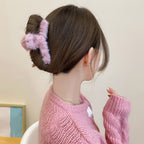 【READY STOCK 】Elegant Plush Hair Clip Claw Korean Style Fashion Big Hair Clamp Women's Hair Accessories ZJ-888bb