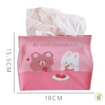 【ReadyStock】Korean Style Tissue Box Cute Cartoon Animal PU Desktop Tissue Storage Box Removable Tissue Box可爱卡通纸巾收纳盒