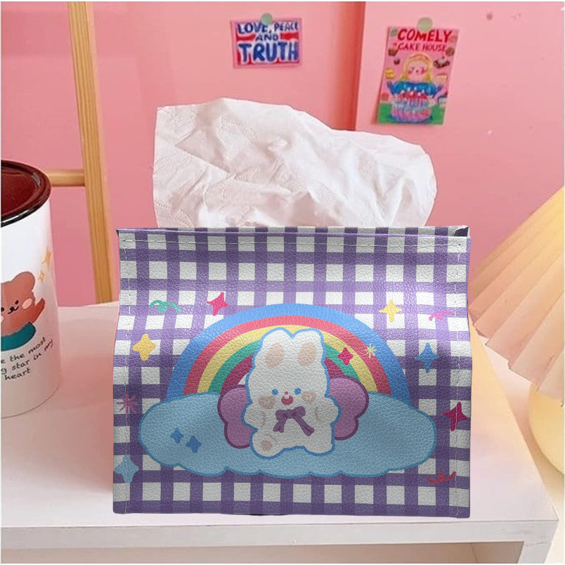 【ReadyStock】Korean Style Tissue Box Cute Cartoon Animal PU Desktop Tissue Storage Box Removable Tissue Box可爱卡通纸巾收纳盒