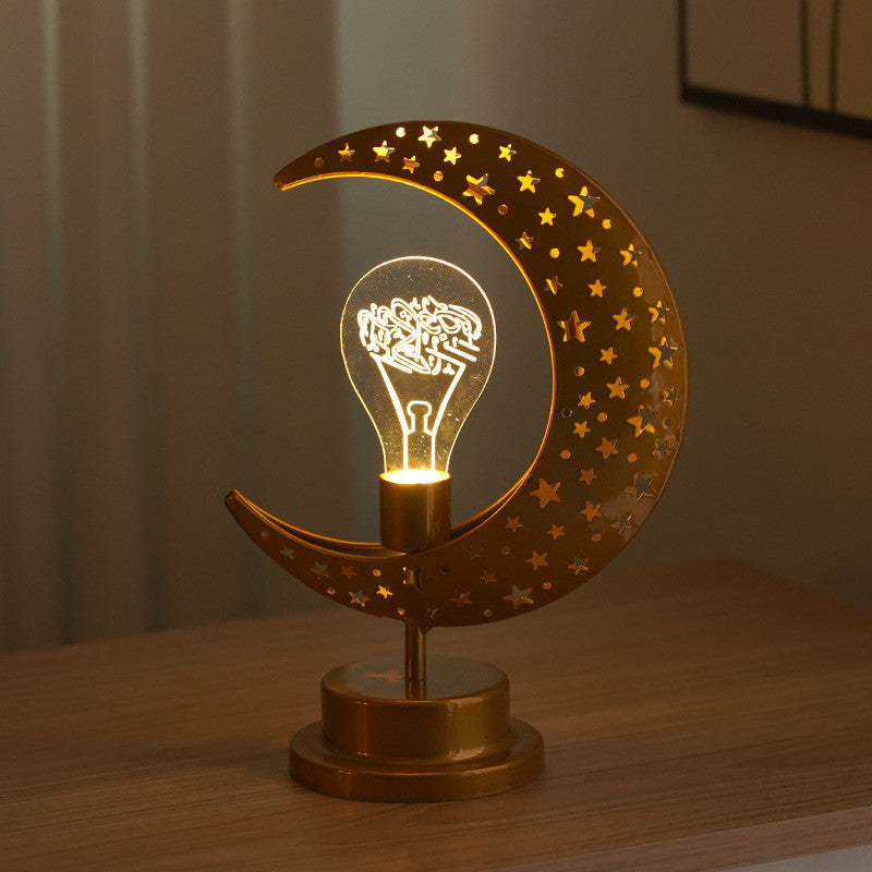 Metal LED Eid Mubarak Star Moon Light Bedroom Ramadan Decoration Night Light For Feast Decoration