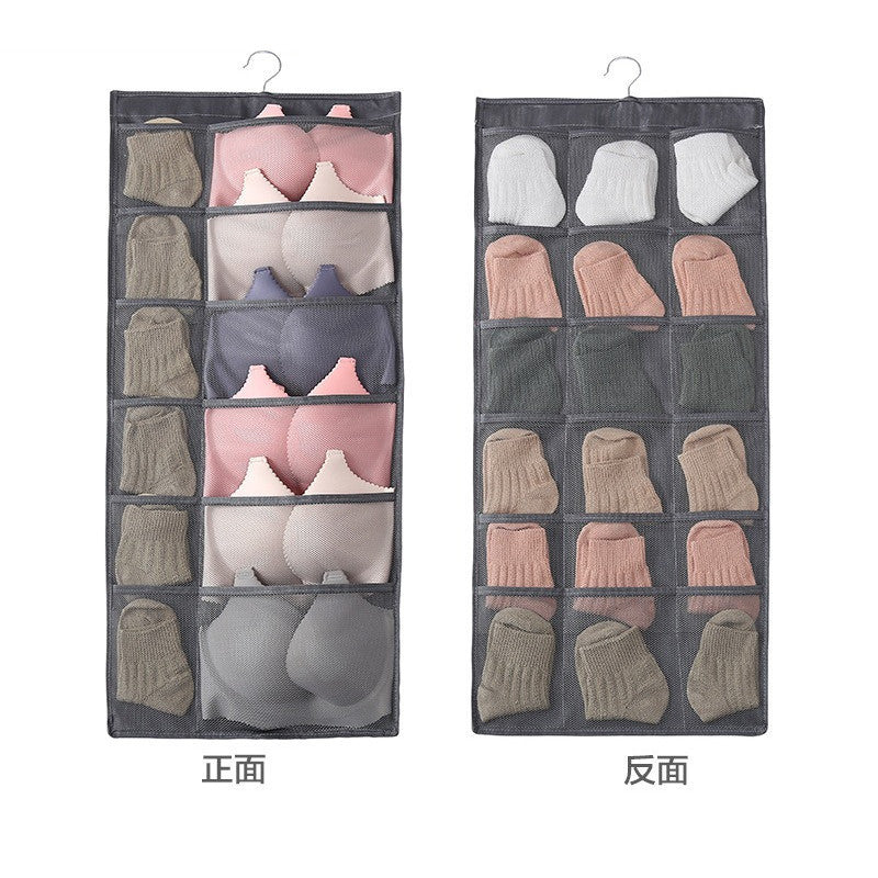【READY STOCK】Double-Sided Hanging Bra Storage Bag | Wall-Mounted Underwear Organizer 内衣袜子收纳挂袋