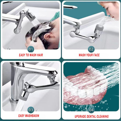 【READY STOCK】1080° Rotatable Kitchen Faucet Extender | Robotic Arm Nozzle with Splash-Proof Aerator | 1080°旋转厨房水龙头加长器