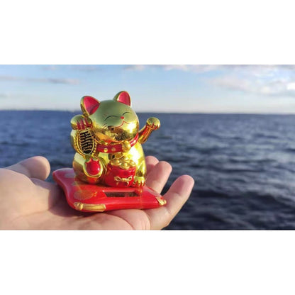 READY STOCK!!!Chinese Lucky Cat Nodding Lucky Gift Wealth Waving Shaking Hand Fortune Welcome Cat Home Craft太阳能招财猫/财神爷