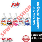 READY STOCK!!! Fab Low Sud Laundry Detergent Liquid 3.2kg/3.5kg 1 Box Of 4 Bottle