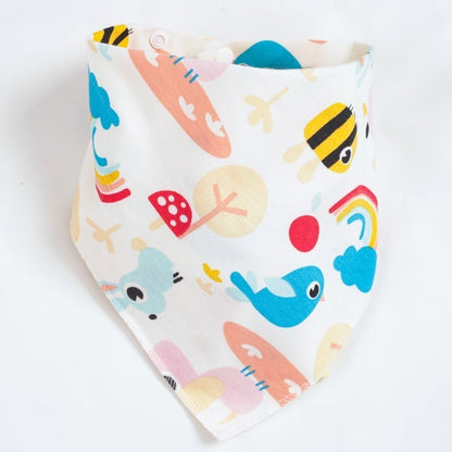 READY STOCK!!!Baby Kids Triangle Towel Baby Cotton Toddler Towel Baby Bib With Button Bibik Bayi 343