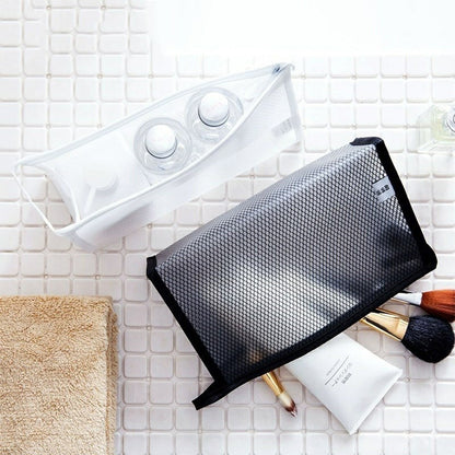 【READY STOCK】Portable PVC Travel Toiletry Bag | Waterproof Grid Makeup Organizer Bag 旅行携手洗漱包
