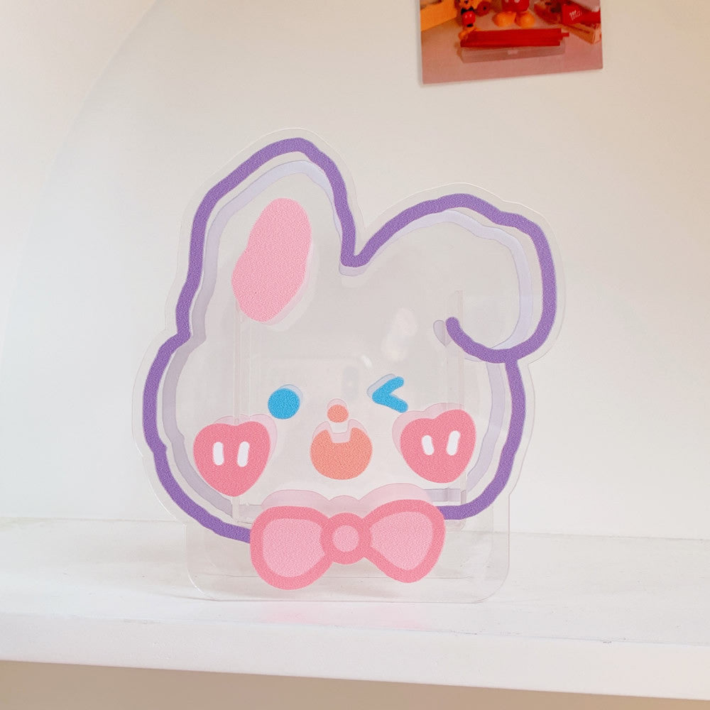 Cute Pen Holder Creative Desktop Organizer Cartoon Acrylic Transparent Office Stationery Storage Box 亚克力卡通文具收纳筒